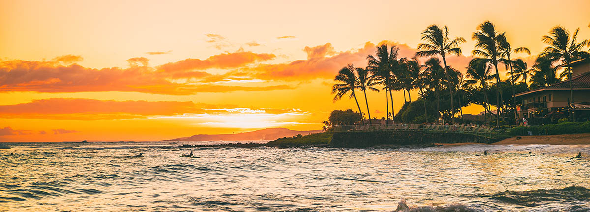 sunset at Poipu beaches, Kauai, Hawaii