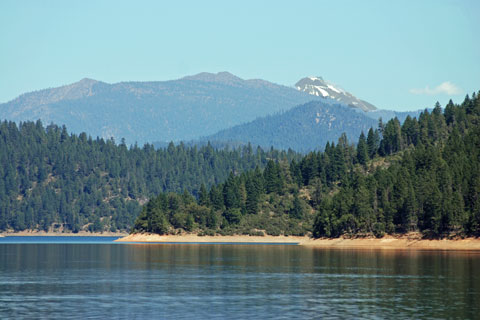 Trinity Lake and Mt. Shasta in distance, California